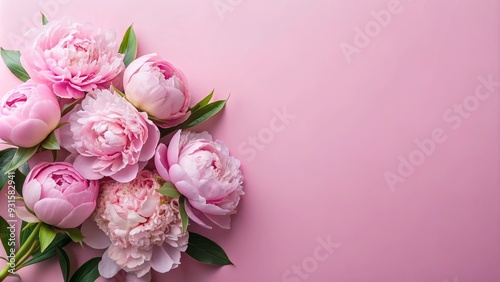 Wallpaper Mural Elegant holiday card with light pink peonies on pink background, peonies, pink, flowers, holiday, elegant, card Torontodigital.ca