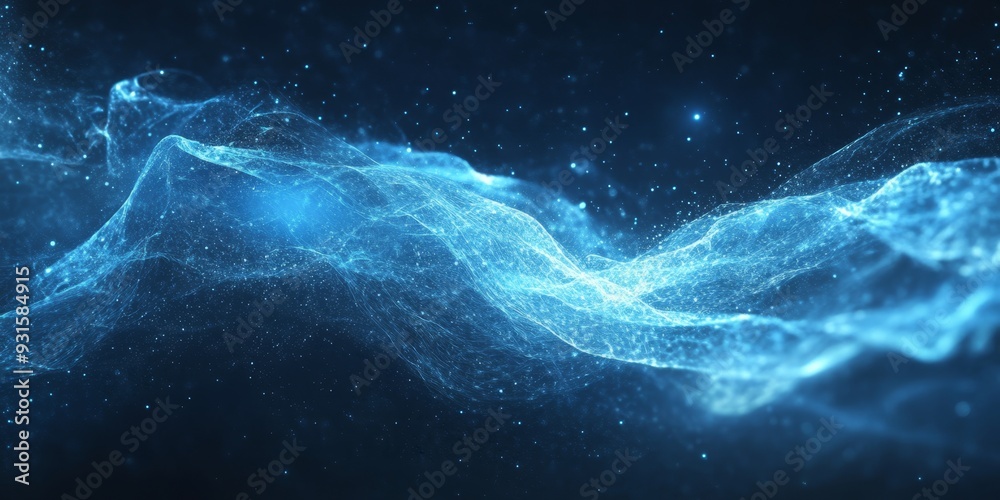Abstract blue energy waves on a dark background. Ideal for futuristic themes, technology, and science fiction designs.