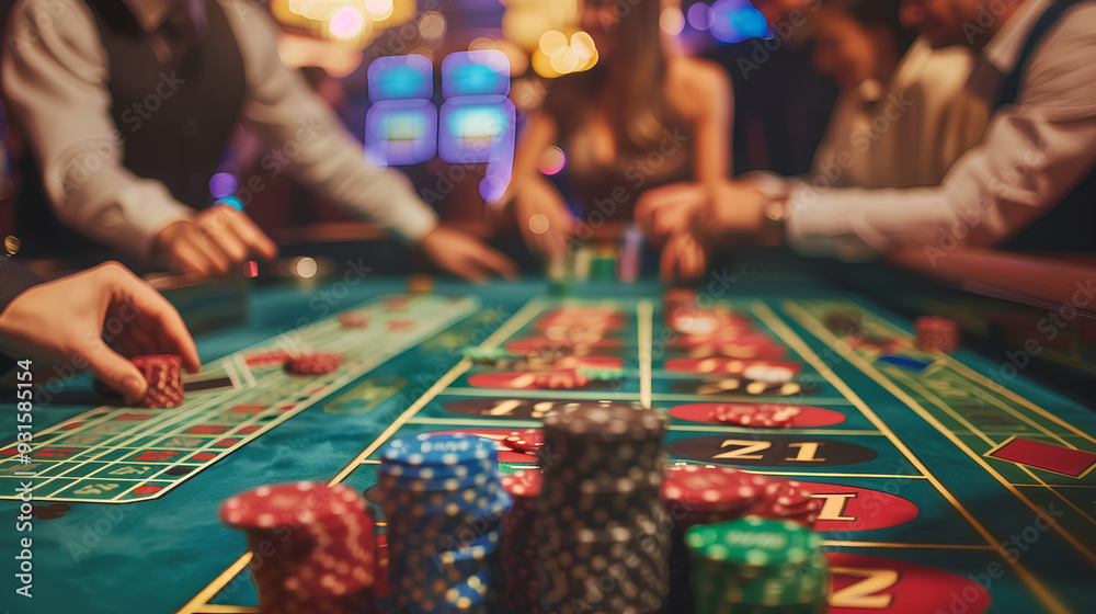 a group of people are playing at a casino table a group of people are playing at a casino table