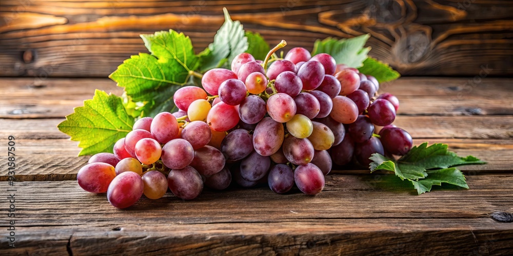 Fresh bunch of grapes on a rustic wooden table , fruit, food, healthy, organic, vineyard, harvest, agriculture, nature, ripe Fresh bunch of grapes on a rustic wooden table , fruit, food, healthy, organic, vineyard, harvest, agriculture, nature, ripe