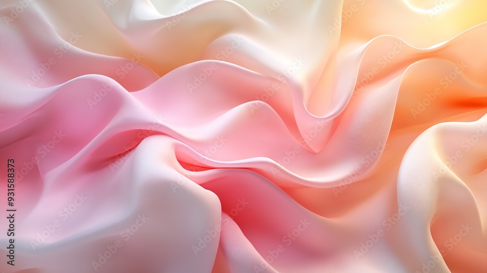 Gradient pink silk fabric with soft folds. Abstract background.