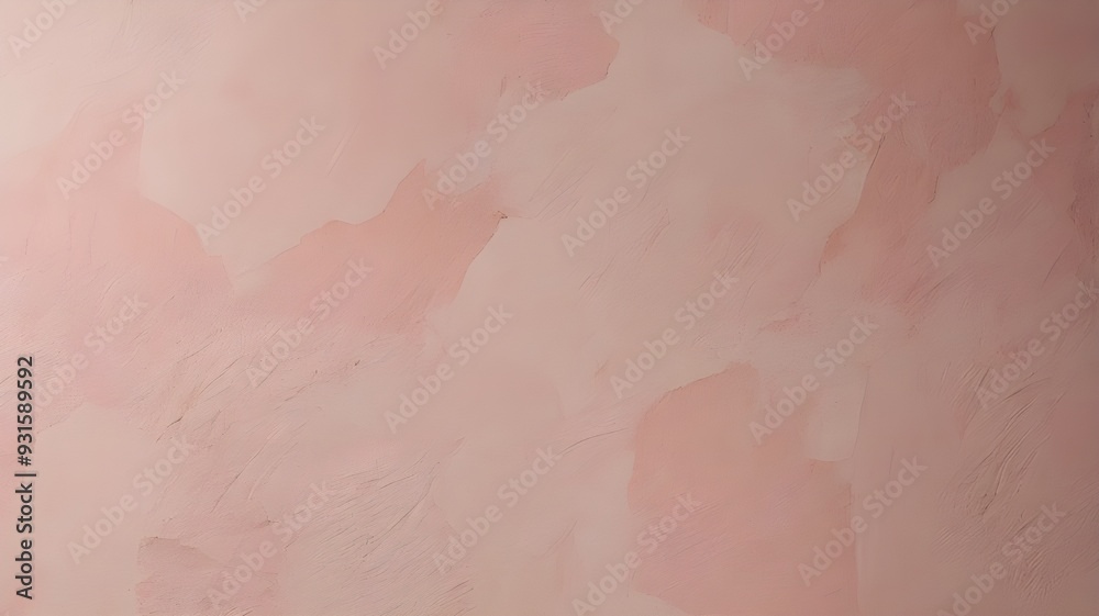 Fototapeta premium Design a minimalist wallpaper close-up of a pink plaster wall. The texture of the plaster showcases brush strokes.