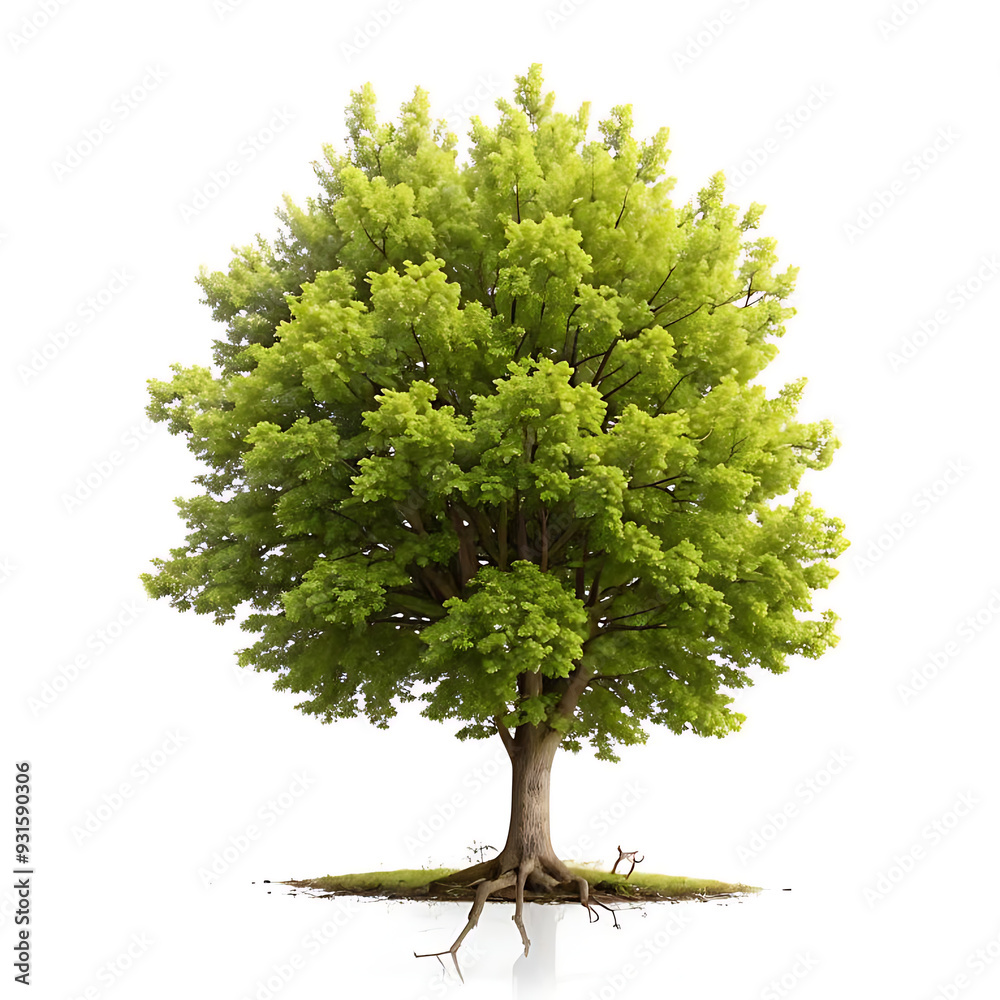 Fototapeta premium Green tree on white background, isolated on white background tree