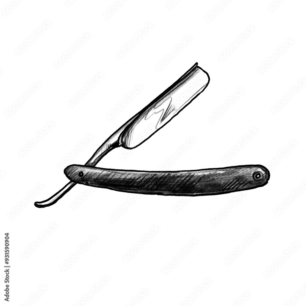Rasiermesser mit Griff, dunkel, Zeichnung, handgezeichnete Bleistift-Illustration, transparenter Hintergrund, PNG Rasiermesser mit Griff, dunkel, Zeichnung, handgezeichnete Bleistift-Illustration, transparenter Hintergrund, PNG