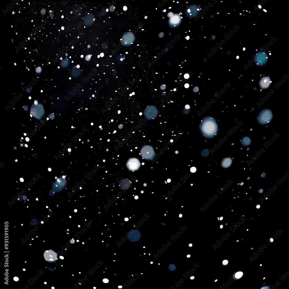 Fototapeta premium Snow falling on black