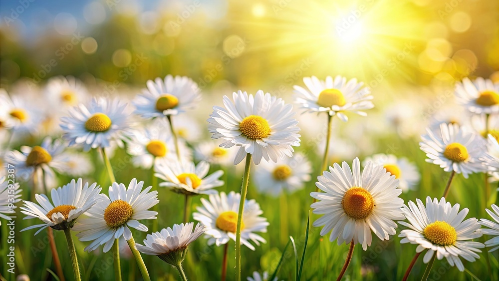Fototapeta premium Sunny daisy flowers isolated on background, Sunny, daisy, flowers, isolated,background, spring, summer, nature, yellow, white