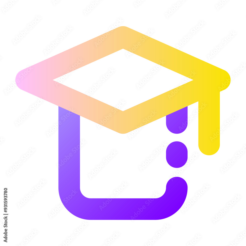 Degree Gradient Broken Line Two-Tone Style Icon Perfect for School and Education Theme Degree Gradient Broken Line Two-Tone Style Icon Perfect for School and Education Theme