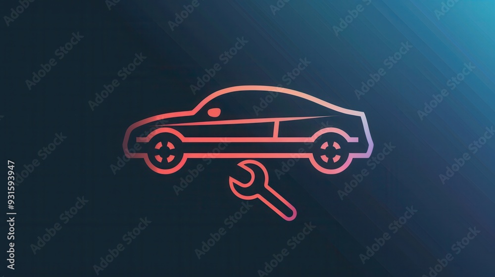 A sleek logo illustrating a car with a wrench underneath, conveying themes of automotive repair and maintenance in a minimalist style. Generative AI A sleek logo illustrating a car with a wrench underneath, conveying themes of automotive repair and maintenance in a minimalist style. Generative AI