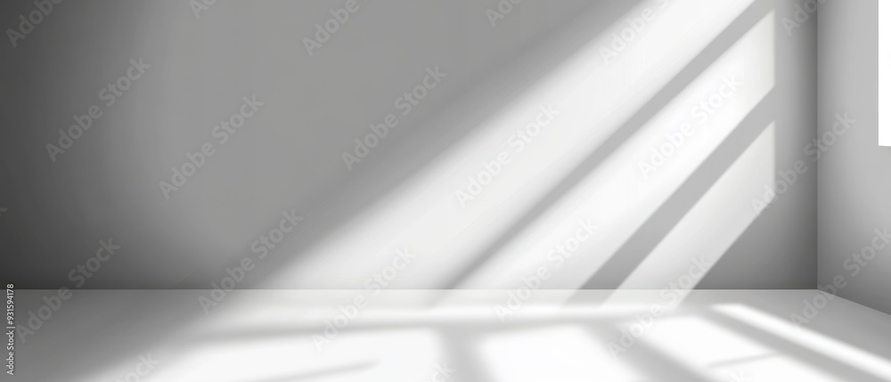 Sunlight on a gray wall, sunbeams in a room, sunny day scene for product presentation Sunlight on a gray wall, sunbeams in a room, sunny day scene for product presentation