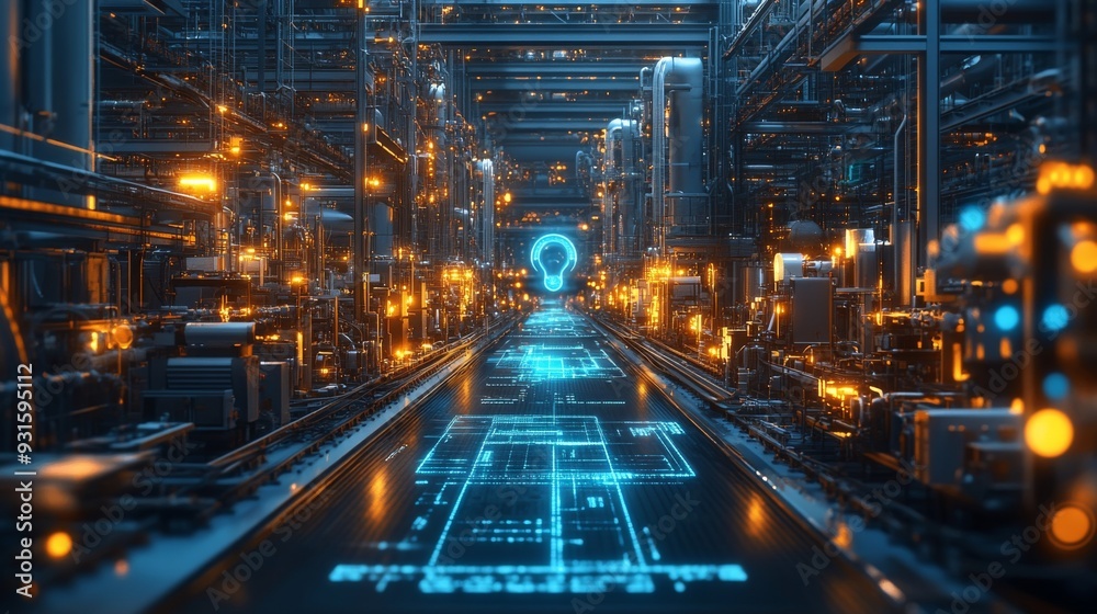 Futuristic Smart Factories with AI-Powered Energy Efficiency: A factory where AI manages energy usage to minimize waste and reduce costs. Futuristic Smart Factories with AI-Powered Energy Efficiency: A factory where AI manages energy usage to minimize waste and reduce costs.