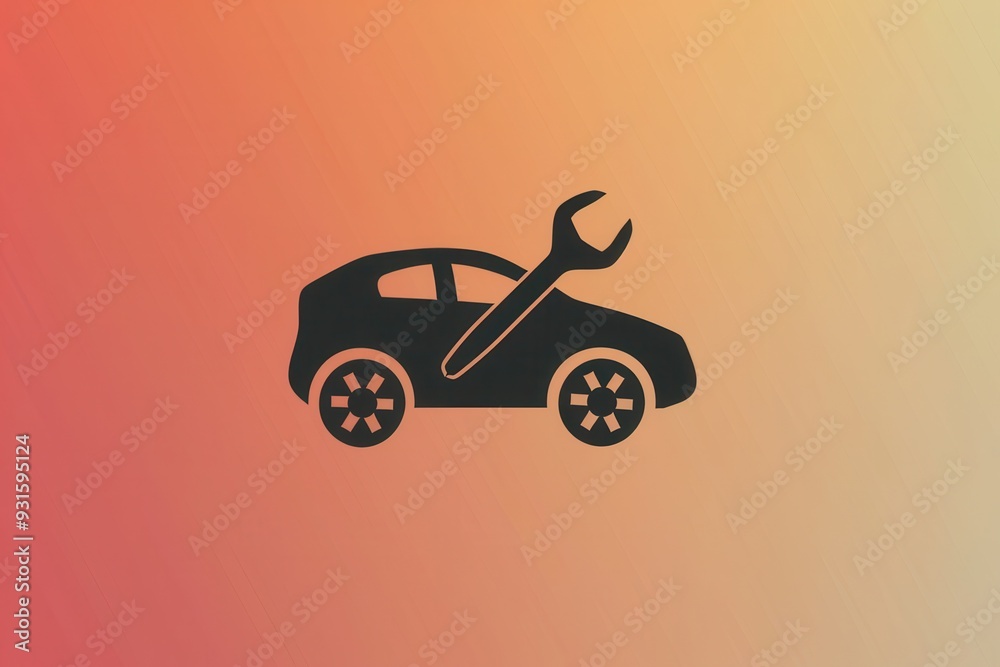 This logo features a stylized car with a wrench, symbolizing automotive repair and maintenance services in a minimalist design. Generative AI This logo features a stylized car with a wrench, symbolizing automotive repair and maintenance services in a minimalist design. Generative AI