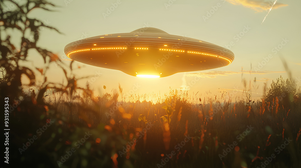 a ufo flying in the middle of the forest a ufo flying in the middle of the forest