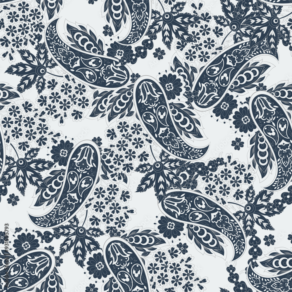 Fototapeta premium paisley floral vector illustration in damask style. seamless background