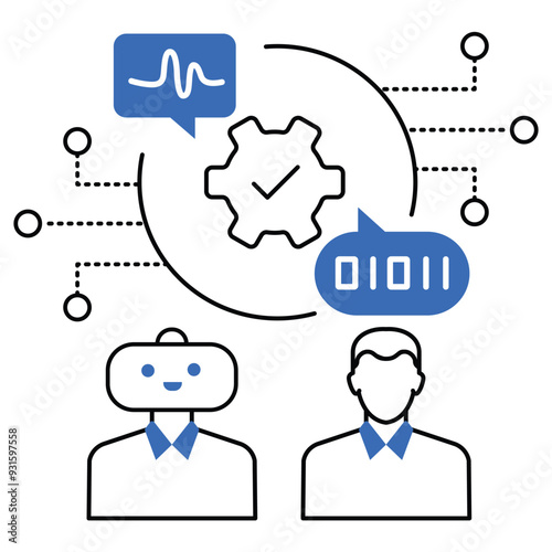 An icon depicting natural language processing with text elements, showcasing AI-powered chatbots, sentiment analysis, language translation, and conversational AI advancements.