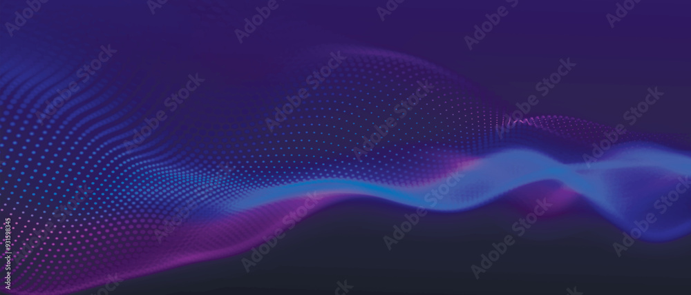Futuristic particle wave. Abstract technology background. Big data visualization. Plexus effect. 3d Widescreen. Vector illustration. Futuristic particle wave. Abstract technology background. Big data visualization. Plexus effect. 3d Widescreen. Vector illustration.
