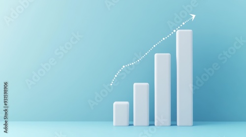 Minimalistic 3D Bar Chart Showing Growth