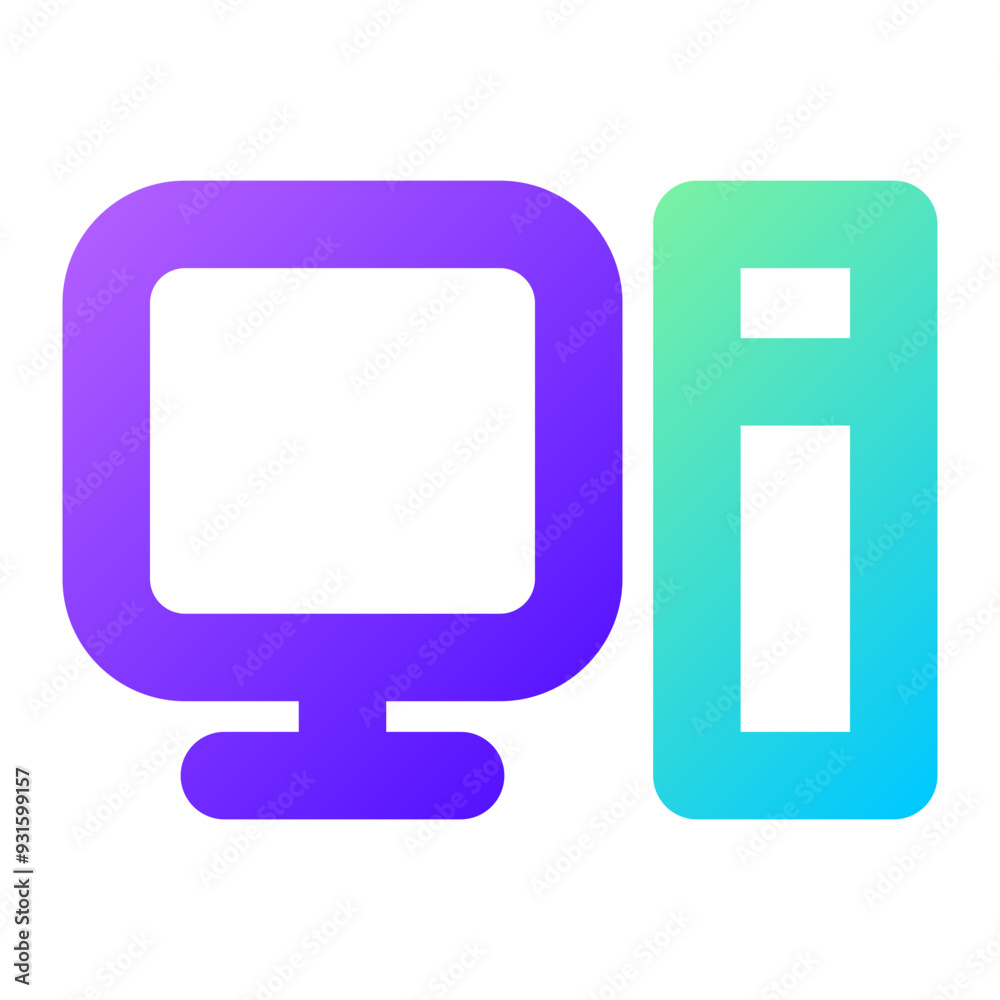 Computer Gradient Outline Two-Tone Style Icon Perfect for School and Education Theme Computer Gradient Outline Two-Tone Style Icon Perfect for School and Education Theme