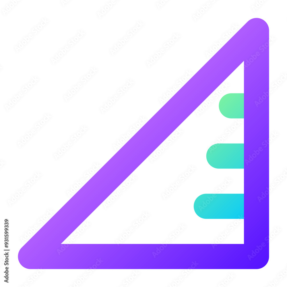 Ruler Triangle Gradient Outline Two-Tone Style Icon Perfect for School and Education Theme Ruler Triangle Gradient Outline Two-Tone Style Icon Perfect for School and Education Theme