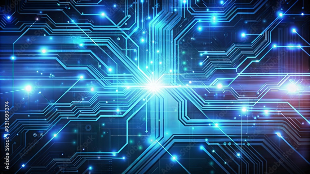Fototapeta premium Abstract futuristic technology background with digital circuits and glowing lines, technology, abstract, background