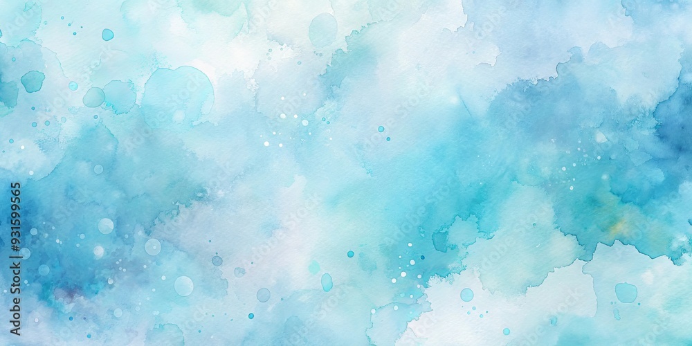 Pastel light blue watercolor background with abstract blobs and textures , watercolor, painted, pastel, light blue