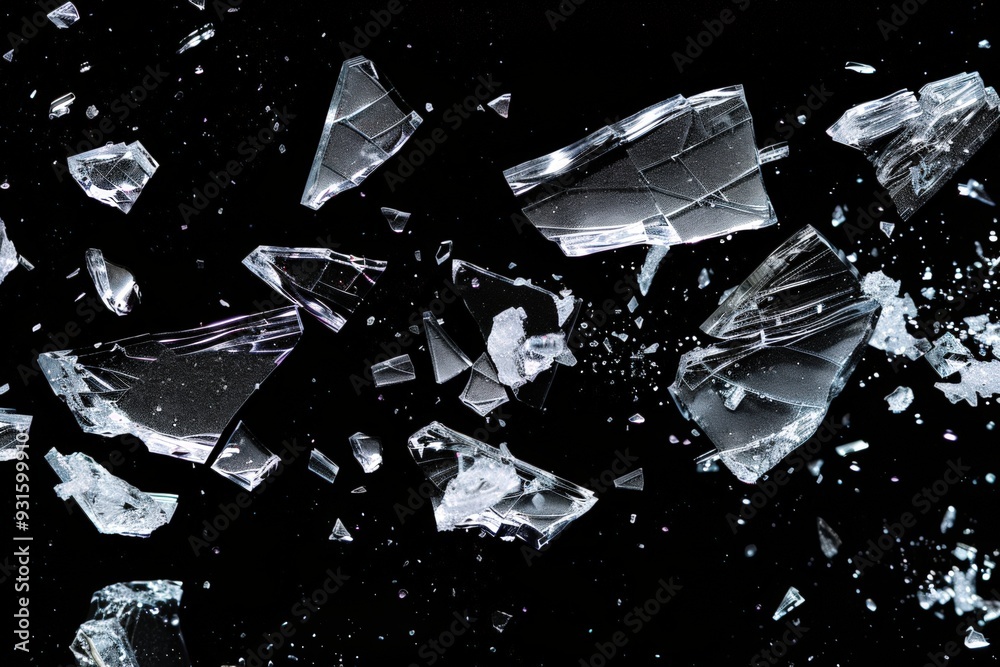 Obraz premium Shattered glass on black