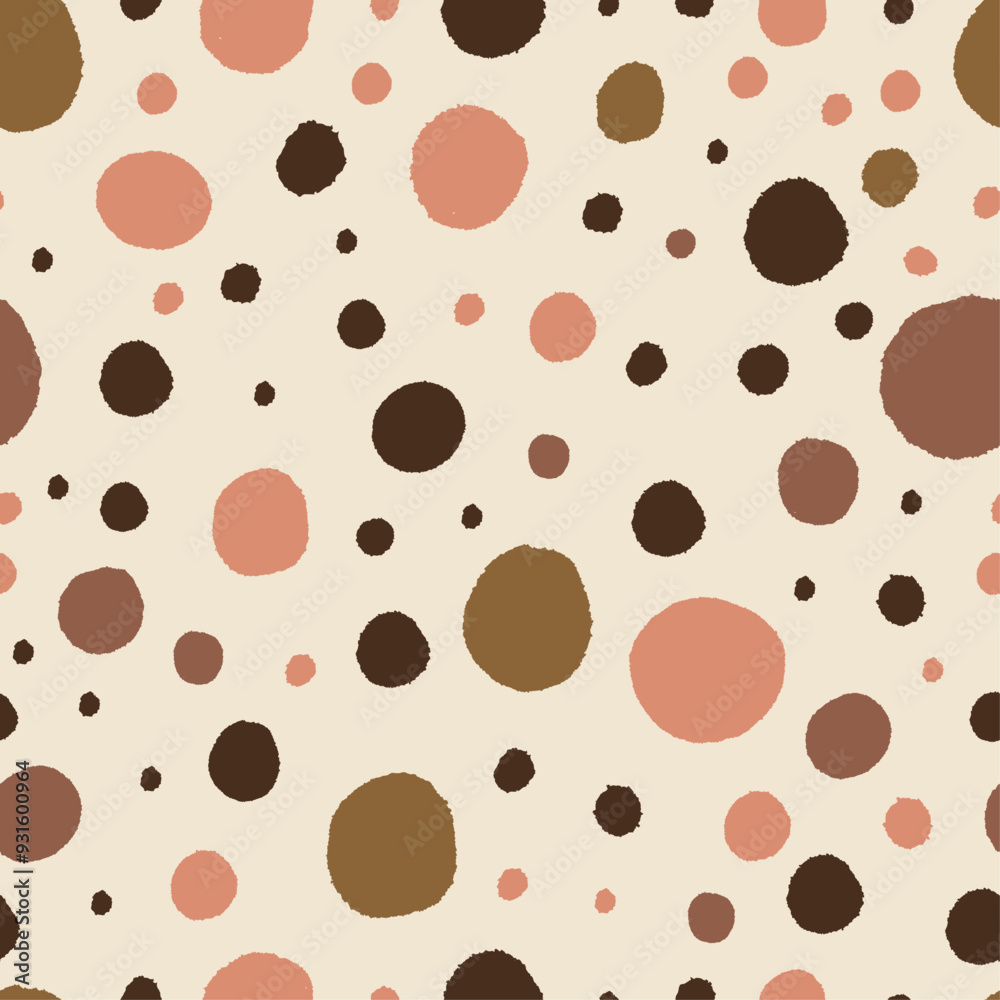 Hand drawn dots pattern. Brown and red abstract background. Big and small blobs. Earthy tones. Hand drawn dots pattern. Brown and red abstract background. Big and small blobs. Earthy tones.