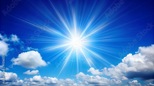 Bright sun shining on clear blue sky, sunny, sunny day, sunlight, clear sky, blue sky, sun rays, rays, sunshine