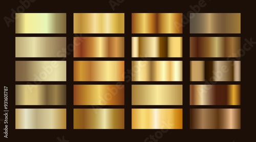 Metallic gradient foil background. Gold, Bronze, Brass vector template