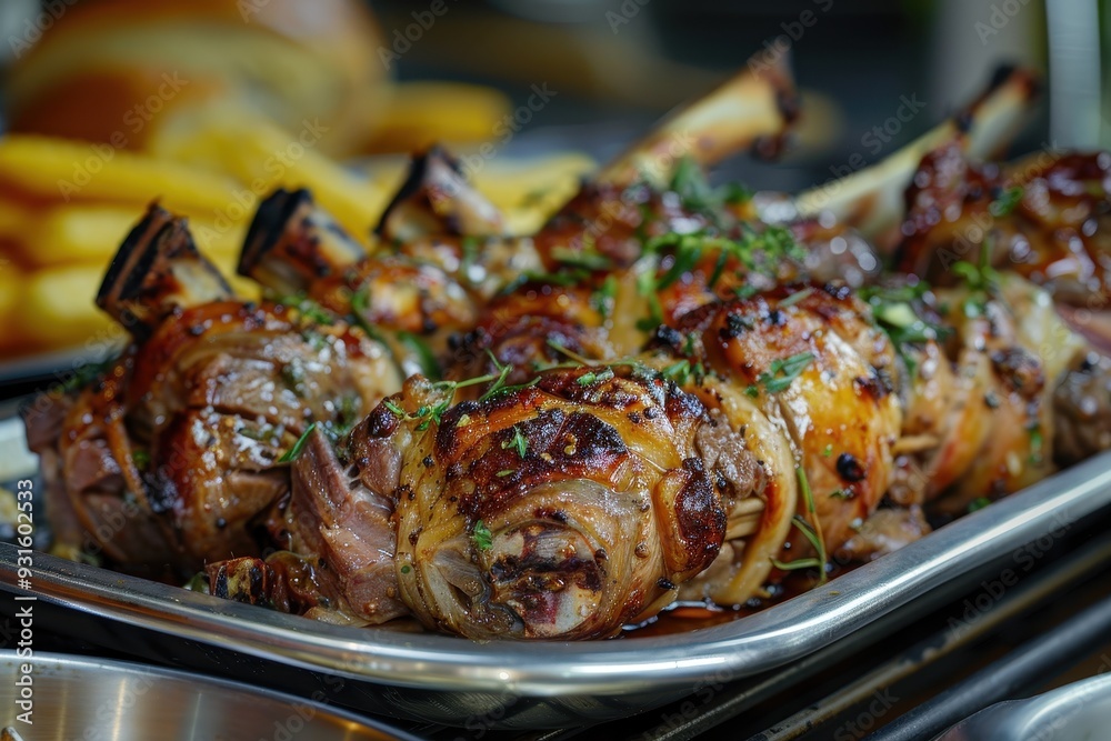 Arni sto fourno plate wiht meat and bones Arni sto fourno plate wiht meat and bones
