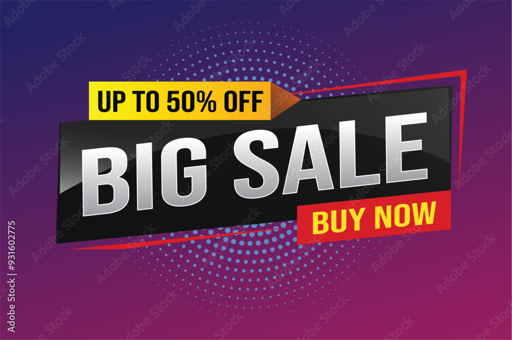 Obraz premium Big sale buy now poster banner graphic design icon logo sign symbol social media website coupon Banner design template for marketing. Special offer promotion retail