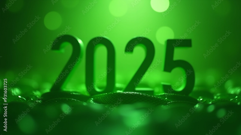 New Year 2025, green snake texture on background, green bokeh New Year 2025, green snake texture on background, green bokeh