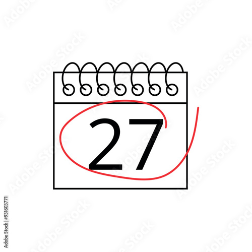 Vector flat icon of calendar with specific 