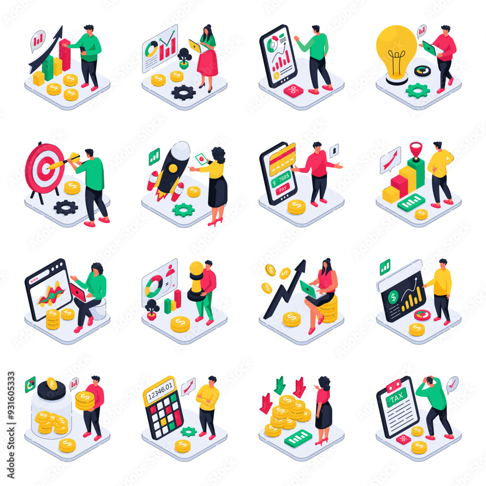 Set of Business Activities Isometric Illustrations
Set of Business Activities Isometric Illustrations