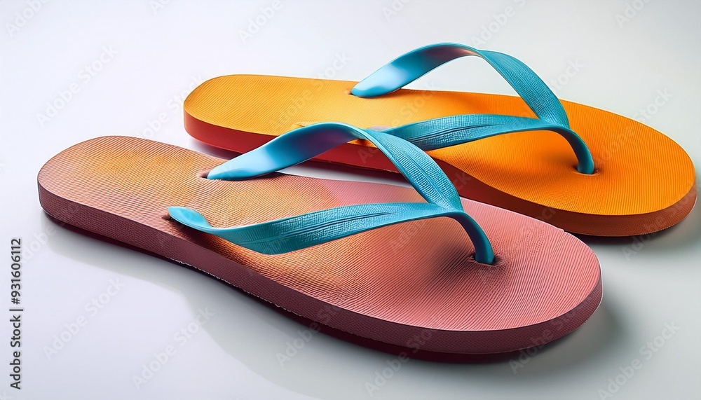 Simple White Flip Flops: Minimalist Design on White Background Simple White Flip Flops: Minimalist Design on White Background