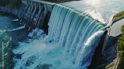 High-Quality 4k Aerial Video of Hydroelectric Dam and Water Discharge
