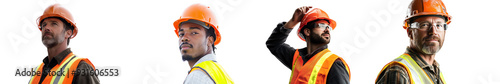 Collection of Construction Workers in Safety Gear - Isolated on White Transparent Background, PNG 