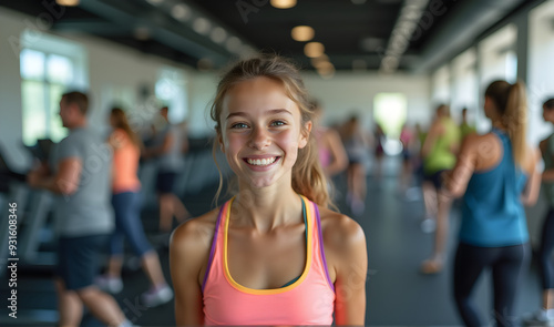 portrait of a smiling young woman in the gym