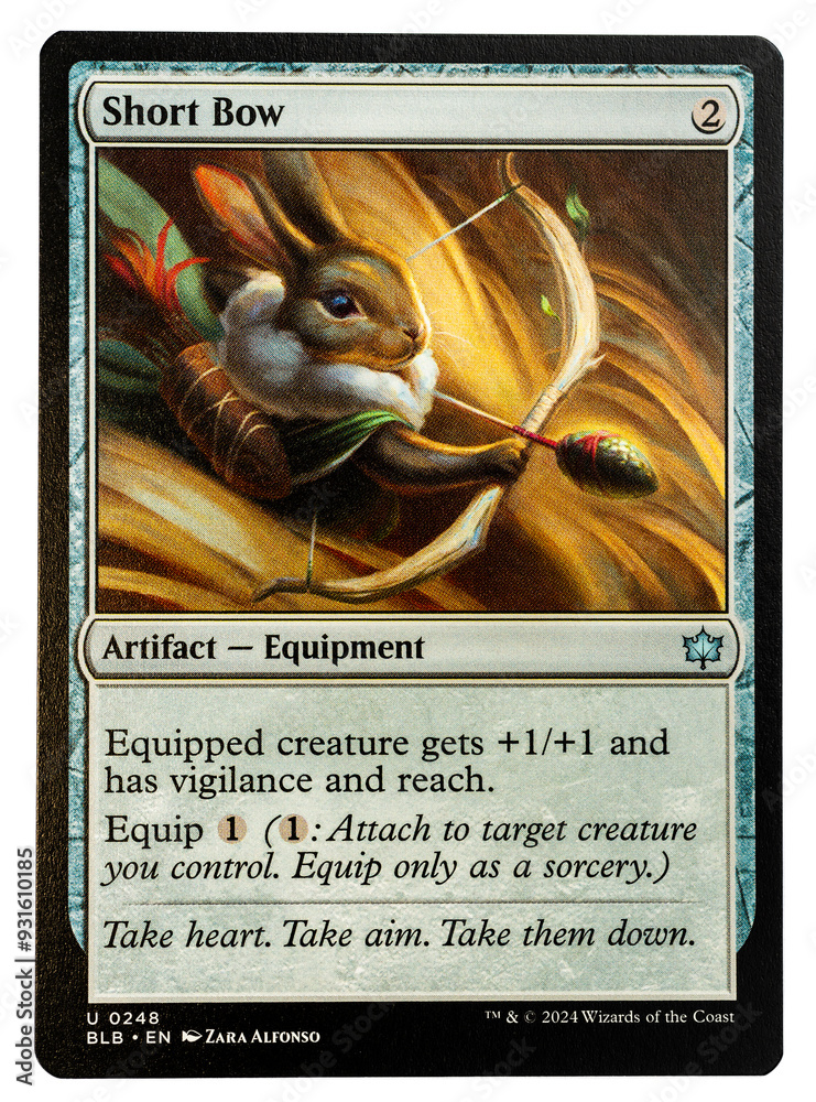Hamburg, Germany 08202024 photo of English magic the gathering card called Short Bow from the