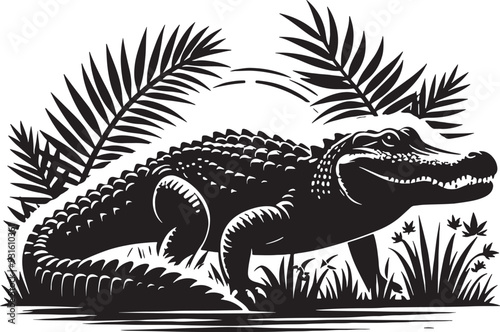 Alligator Silhouette Vector Illustration