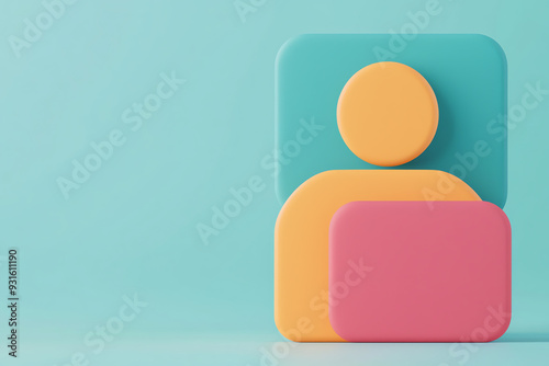 Colorful geometric shapes representing a person, ideal for modern design projects and digital content.