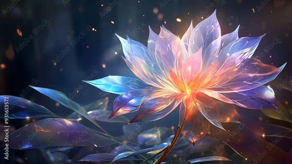 This image features a radiant flower with intricately glowing petals in vibrant colors. The surreal, magical design exudes elegance and beauty, making it a captivating piece of fantasy art.
This image features a radiant flower with intricately glowing petals in vibrant colors. The surreal, magical design exudes elegance and beauty, making it a captivating piece of fantasy art.