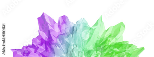 Green and purple quartz crystals photo