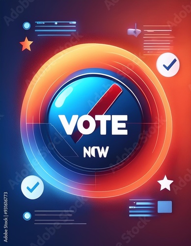 'VOTE NOW' button on a social media page with engagement metrics visible photo