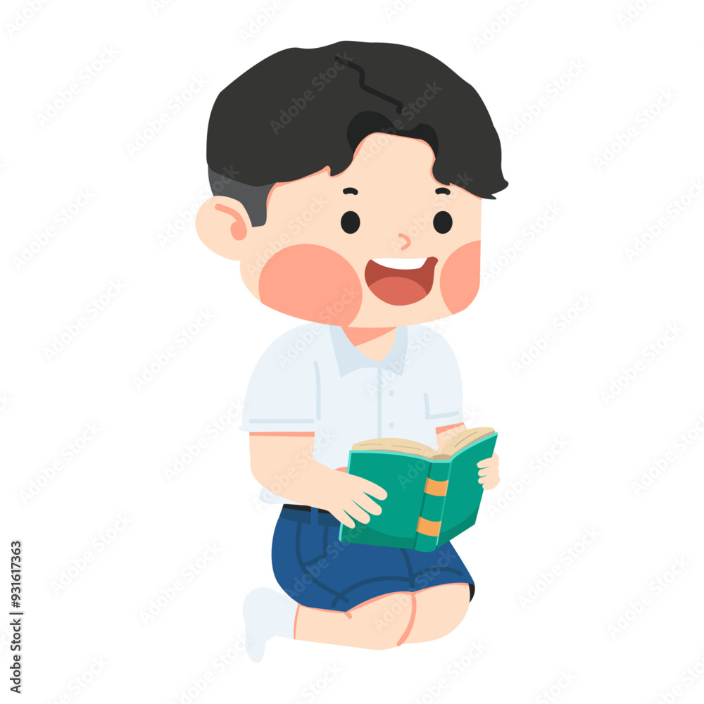 child sitting and reading a book child sitting and reading a book