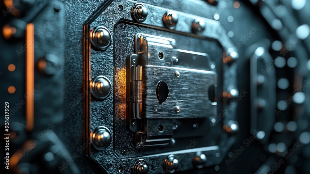 Fototapeta premium Secure Banking Concept - 3D Illustration of Vault with Lock Symbolizing Safety and Security, Copy Space for Text by Style By 