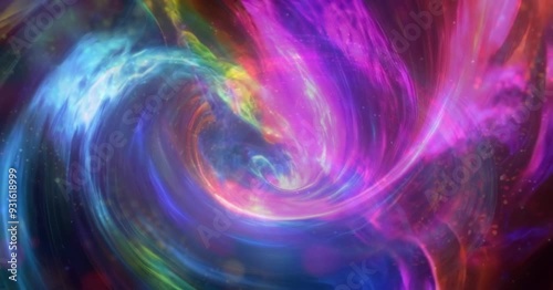 Mesmerizing Energy Vortexes in Shimmering Bright Fuchsia, Deep Indigo, Lemon Green, and Electric Blue