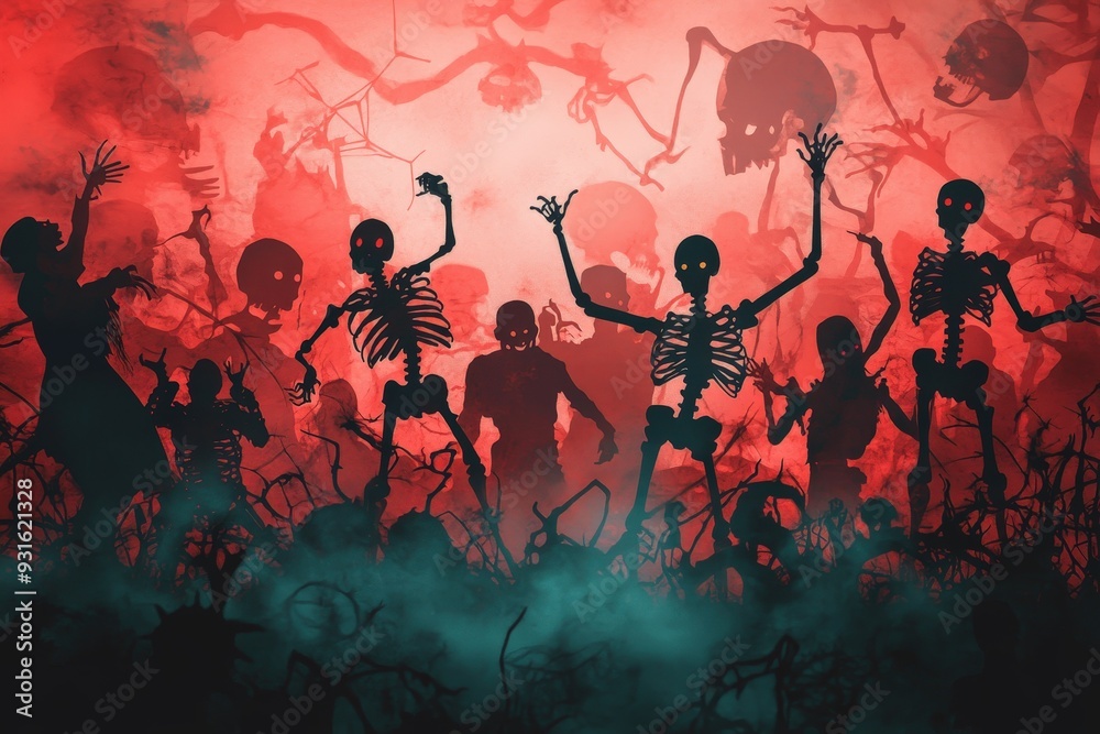 A Thrilling Halloween Dance with Skeletons and Creepy Shadows Unleashing Eerie Vibes on this Chilling Night of Festivity A Thrilling Halloween Dance with Skeletons and Creepy Shadows Unleashing Eerie Vibes on this Chilling Night of Festivity