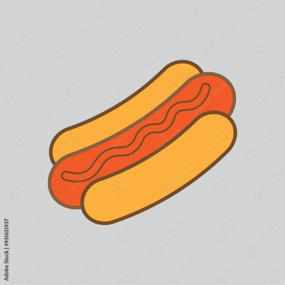 Simple Flat Hotdog Icon with Ketchup on a Bun Ideal for Fast Food Illustrations, Culinary Graphics, Restaurant Menus, and Food Related Designs in a Minimalistic Style Perfect for Digital Projects, Mar Simple Flat Hotdog Icon with Ketchup on a Bun Ideal for Fast Food Illustrations, Culinary Graphics, Restaurant Menus, and Food Related Designs in a Minimalistic Style Perfect for Digital Projects, Mar