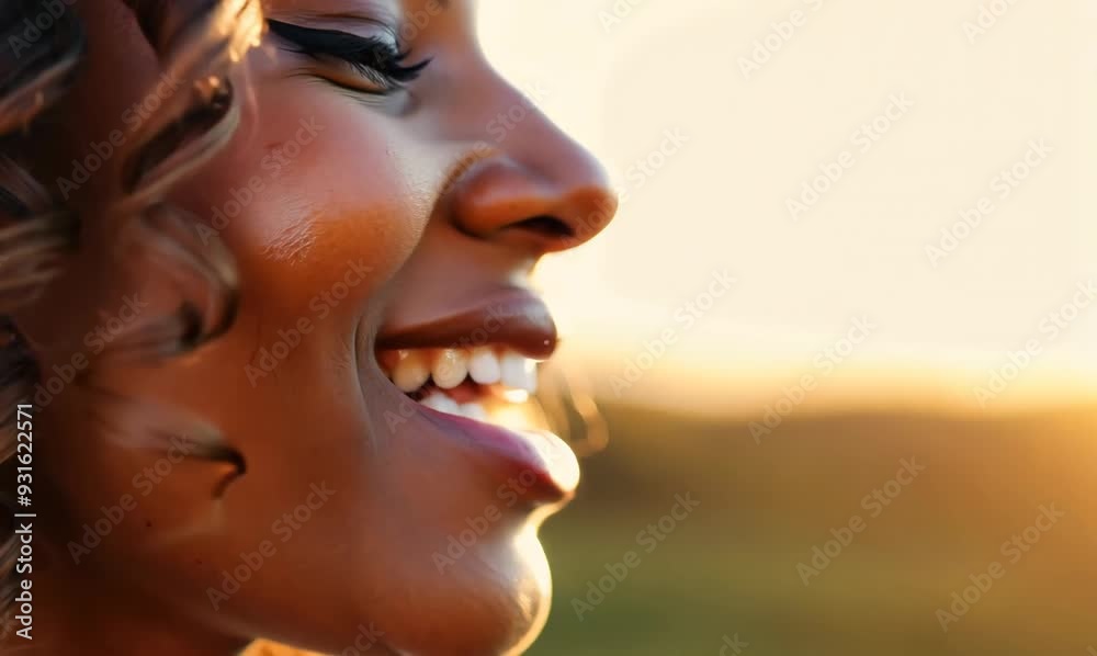 Serene Extreme Close-Up of Barbadian Woman Breathing Deeply Serene Extreme Close-Up of Barbadian Woman Breathing Deeply
