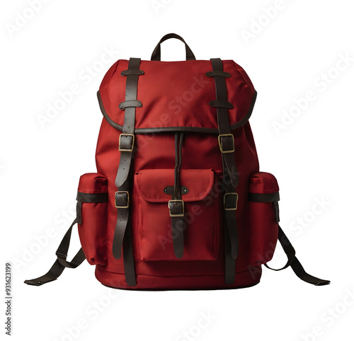 Red Backpack isolated on white or transparent background. backpack png. backpack clipping path